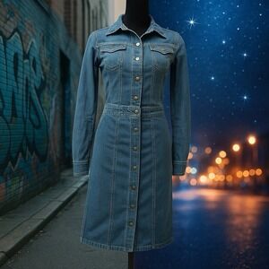 👗 Sergio Valente Vintage Denim Dress –‎ Classic Blue Jean Style